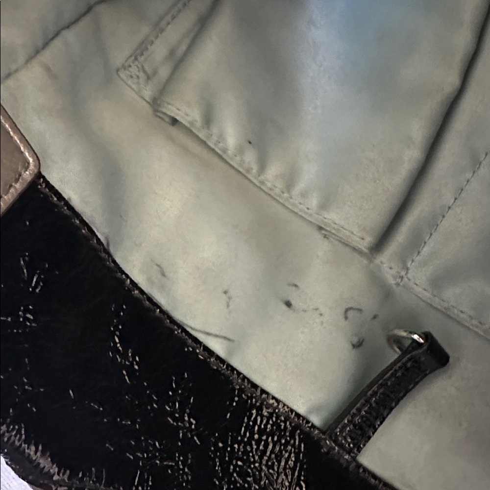 Coach Vintage “C” Signature Inlaid Black Gray Gold Patent Leather Peyton Tote - Picture 7 of 16